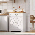 Farmhouse Cabinet - Kitchen Storage Buffet Sideboard with 2 Doors, Drawer & Adjustable Shelf, White Cabinet for Kitchen, Living Room