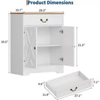 Farmhouse Cabinet - Kitchen Storage Buffet Sideboard with 2 Doors, Drawer & Adjustable Shelf, White Cabinet for Kitchen, Living Room