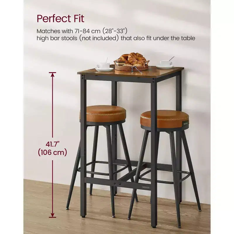 VASAGLE Bar Table, Small Kitchen Dining High Top Pub Cocktail Table,Sturdy Metal Frame,for Narrow Spaces,Easy to Assemble