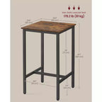 VASAGLE Bar Table, Small Kitchen Dining High Top Pub Cocktail Table,Sturdy Metal Frame,for Narrow Spaces,Easy to Assemble