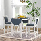3 Piece Dining Set, Extendable Drop Flap Table with 2 Chairs, Space-Saving Sturdy Rubber Wood Kitchen Table Set for 2, Home Restaurant