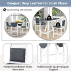 3 Piece Dining Set, Extendable Drop Flap Table with 2 Chairs, Space-Saving Sturdy Rubber Wood Kitchen Table Set for 2, Home Restaurant