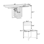 Set Tavolo da Pranzo 5 Pezzi, Tavolo da Cucina Allungabile Moderno Compatto 80-160 cm con Ripiano Contenitore e 4 Sedie da Pranzo Imbottite per Piccoli Spazi