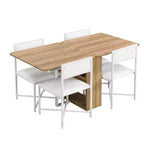 Set Tavolo da Pranzo 5 Pezzi, Tavolo da Cucina Allungabile Moderno Compatto 80-160 cm con Ripiano Contenitore e 4 Sedie da Pranzo Imbottite per Piccoli Spazi