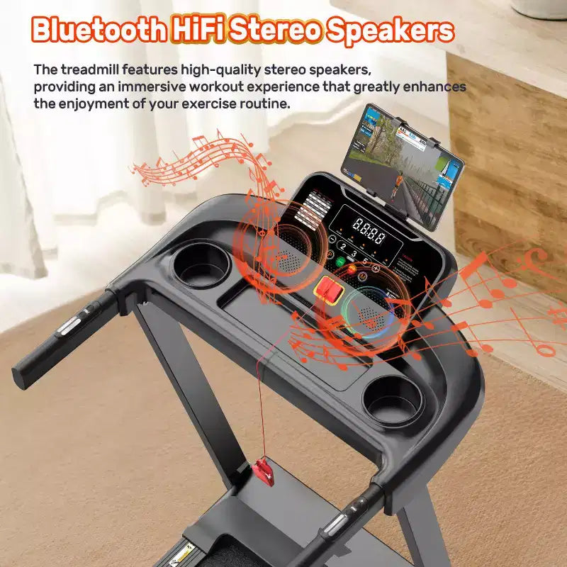 Tapis Roulant Inclinato con Capacità 136 kg, Tapis Roulant Pieghevole da 3.75HP per Casa, 71 Programmi, Controllo tramite APP, 12 km/h, Altoparlante HiFi, Ammortizzante, Cinghia di Supporto per Ginocchio in Omaggio