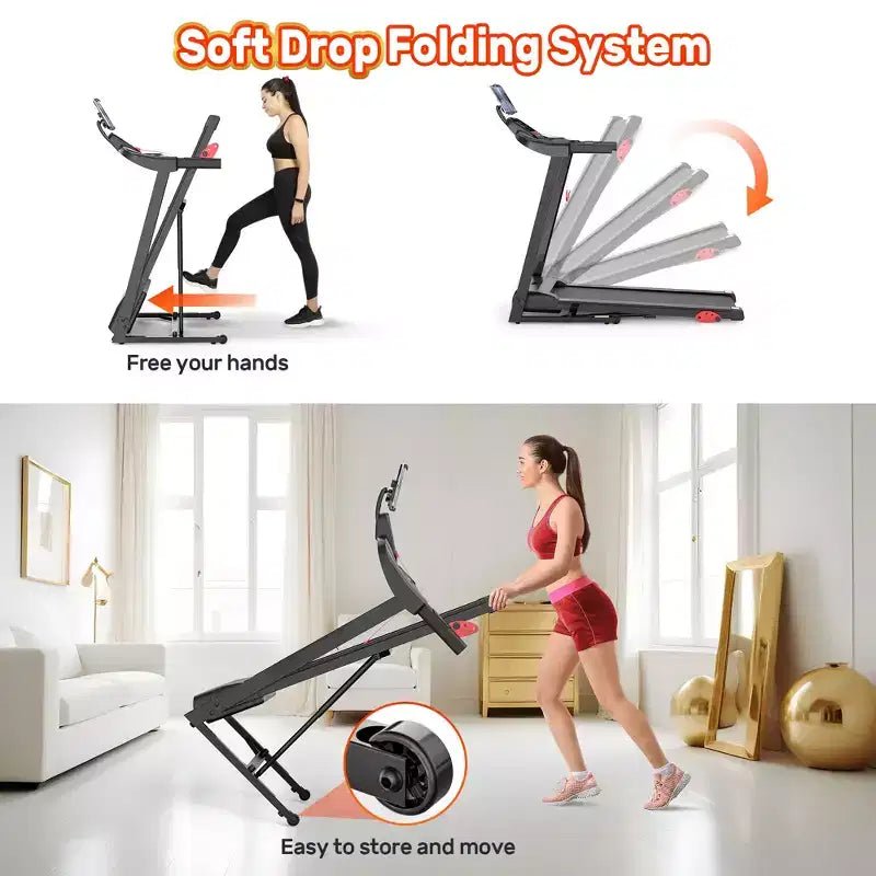 Tapis Roulant Inclinato con Capacità 136 kg, Tapis Roulant Pieghevole da 3.75HP per Casa, 71 Programmi, Controllo tramite APP, 12 km/h, Altoparlante HiFi, Ammortizzante, Cinghia di Supporto per Ginocchio in Omaggio