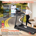 Tapis Roulant Inclinato con Capacità 136 kg, Tapis Roulant Pieghevole da 3.75HP per Casa, 71 Programmi, Controllo tramite APP, 12 km/h, Altoparlante HiFi, Ammortizzante, Cinghia di Supporto per Ginocchio in Omaggio