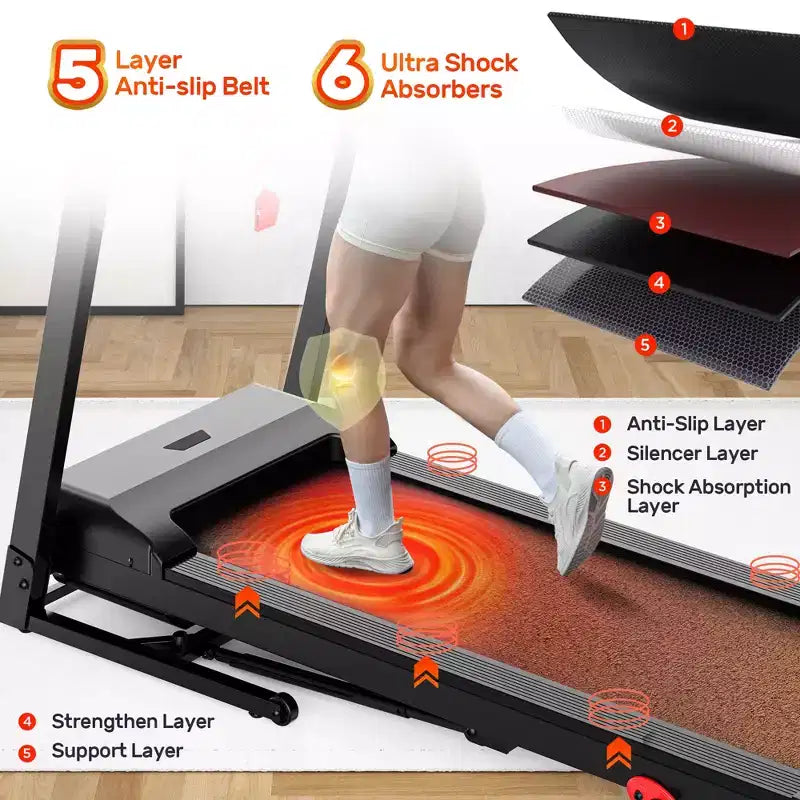 Tapis Roulant Inclinato con Capacità 136 kg, Tapis Roulant Pieghevole da 3.75HP per Casa, 71 Programmi, Controllo tramite APP, 12 km/h, Altoparlante HiFi, Ammortizzante, Cinghia di Supporto per Ginocchio in Omaggio
