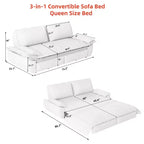 Whisen 3-in-1 Queen Velvet Sleeper Pull Out Sofa Bed, Convertible Loveseat Sofa Couch