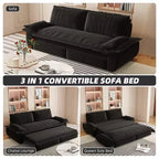 Whisen 3-in-1 Queen Velvet Sleeper Pull Out Sofa Bed, Convertible Loveseat Sofa Couch