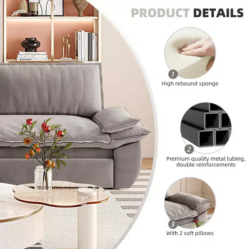 Whisen 3-in-1 Queen Velvet Sleeper Pull Out Sofa Bed, Convertible Loveseat Sofa Couch