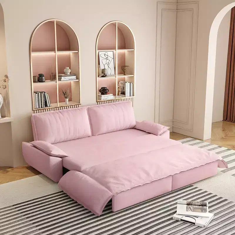 Whisen 3-in-1 Queen Velvet Sleeper Pull Out Sofa Bed, Convertible Loveseat Sofa Couch