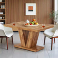 TUYOHW Farmhouse Dining Table for 4-6,Rectangular Kitchen Table with 1.57 Thick Top & Triangle Support,47.2 L,Walnut+Brown