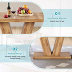 TUYOHW Tavolo da pranzo da fattoria per 4-6 persone, tavolo da cucina rettangolare con piano spesso 4 cm e supporto triangolare, 120 cm L, noce+marrone
