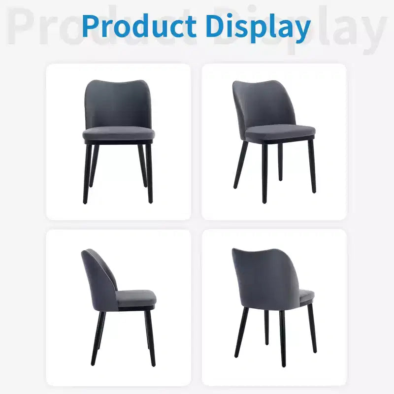 6-Piece dining chair set with soft cushions & sturdy wooden legs. Ideal for dining rooms, kitchens, living rooms - dark grey