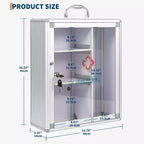 Wall Mount Medicine Cabinet with Combination Lock and Handle Locking,Protable First Aid Cabinet Wall Mount with Sticker