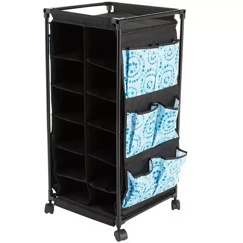 The Lakeside Collection Rolling Shoe Storage with Fabric Cubbies - Springtime -