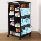 The Lakeside Collection Rolling Shoe Storage with Fabric Cubbies - Springtime -