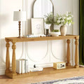Vintage Wood-Grain Console Table, Vase Legs, Base Shelf, for Entryway, Hallway, Living Room, Bedroom