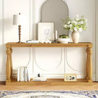 Vintage Wood-Grain Console Table, Vase Legs, Base Shelf, for Entryway, Hallway, Living Room, Bedroom