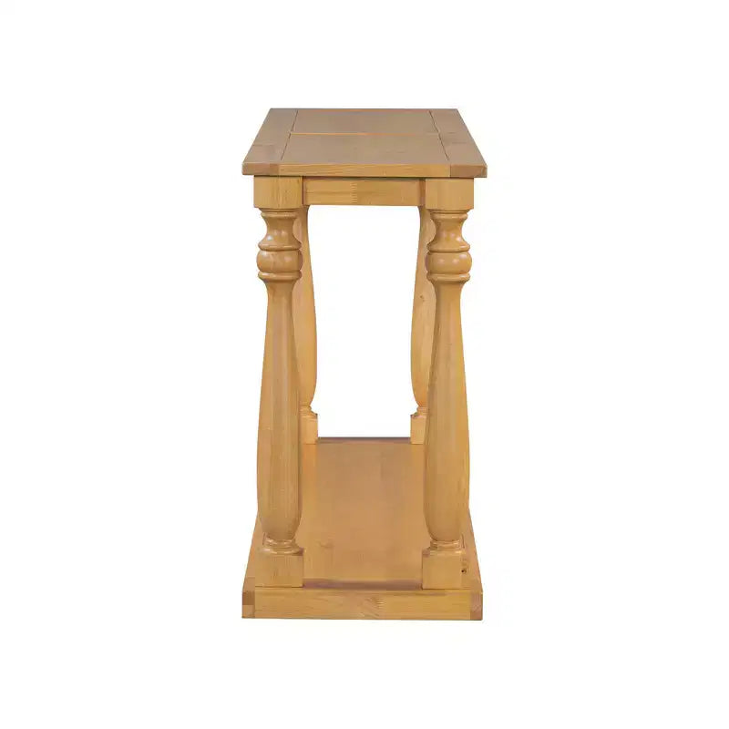Vintage Wood-Grain Console Table, Vase Legs, Base Shelf, for Entryway, Hallway, Living Room, Bedroom