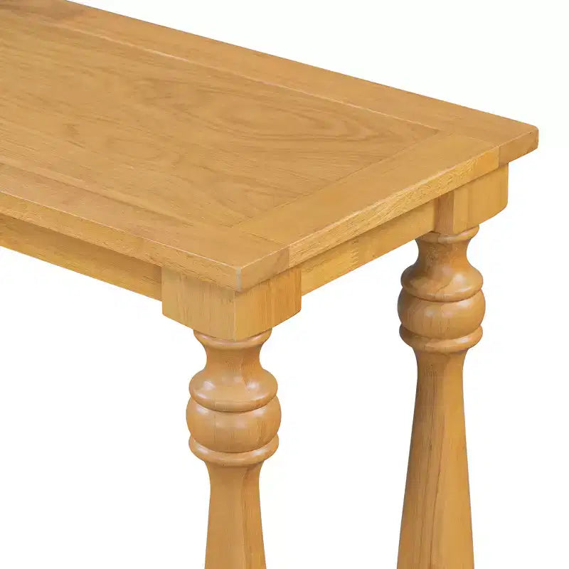 Vintage Wood-Grain Console Table, Vase Legs, Base Shelf, for Entryway, Hallway, Living Room, Bedroom