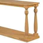 Vintage Wood-Grain Console Table, Vase Legs, Base Shelf, for Entryway, Hallway, Living Room, Bedroom