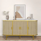 59 Inch Mid-Century Modern Sideboard Buffet Cabinet, Fluted Storage Cabinet with Metal Legs, Console Table for Dining Room Living Room Entryway