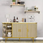 59 Inch Mid-Century Modern Sideboard Buffet Cabinet, Fluted Storage Cabinet with Metal Legs, Console Table for Dining Room Living Room Entryway