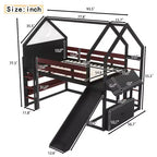 Bellemave - Letto a soppalco singolo per bambini con scivolo e libreria, struttura in legno massello con scaletta convertibile per bambini, letto a casetta