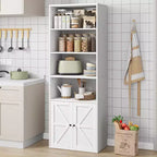 2 librerie a 6 ripiani alte 181 cm, stile rustico con 4 ante, per soggiorno e ufficio, facile da montare