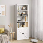 2 librerie a 6 ripiani alte 181 cm, stile rustico con 4 ante, per soggiorno e ufficio, facile da montare