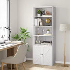 2 librerie a 6 ripiani alte 181 cm, stile rustico con 4 ante, per soggiorno e ufficio, facile da montare