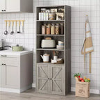 2 librerie a 6 ripiani alte 181 cm, stile rustico con 4 ante, per soggiorno e ufficio, facile da montare