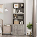 2 librerie a 6 ripiani alte 181 cm, stile rustico con 4 ante, per soggiorno e ufficio, facile da montare