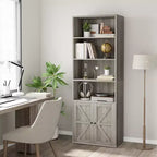 2 librerie a 6 ripiani alte 181 cm, stile rustico con 4 ante, per soggiorno e ufficio, facile da montare