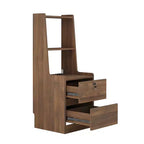 JVNOXK15-inch charging station bedside table, smart nightstand with bookshelf, storage compartment, lockable feature, lockable wood finish