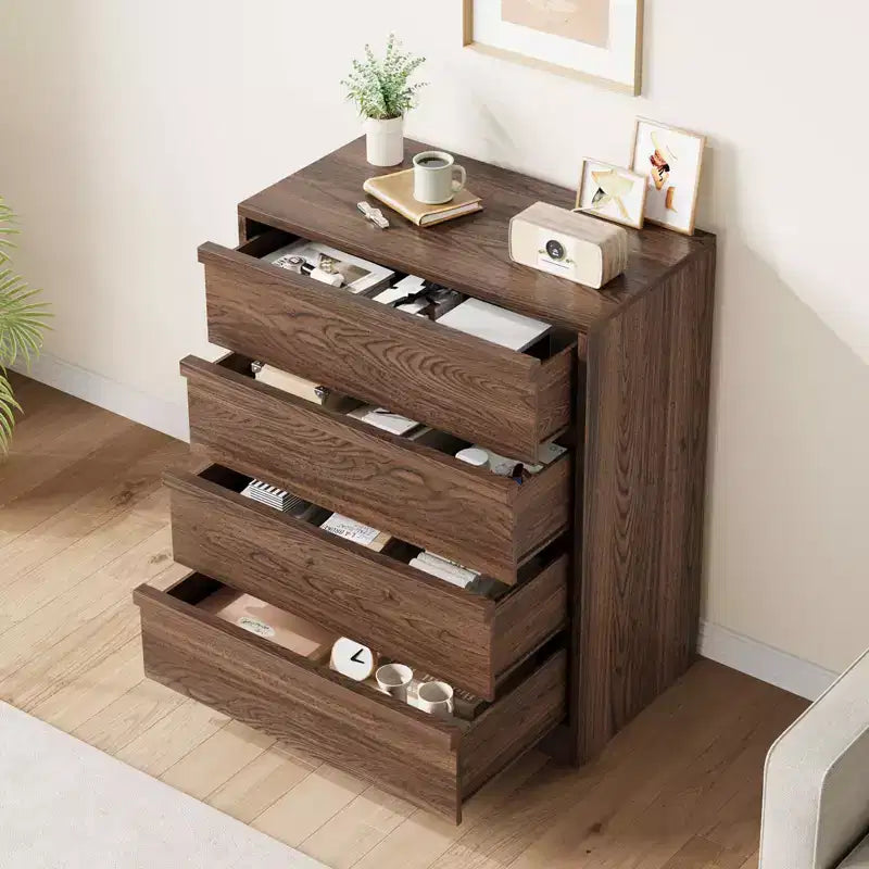 4 Drawer Dresser for Bedroom, Nightstand 4 Chest of Drawers with Large Storage, Small Bedside Table for Living Room, Nursery, Entryway