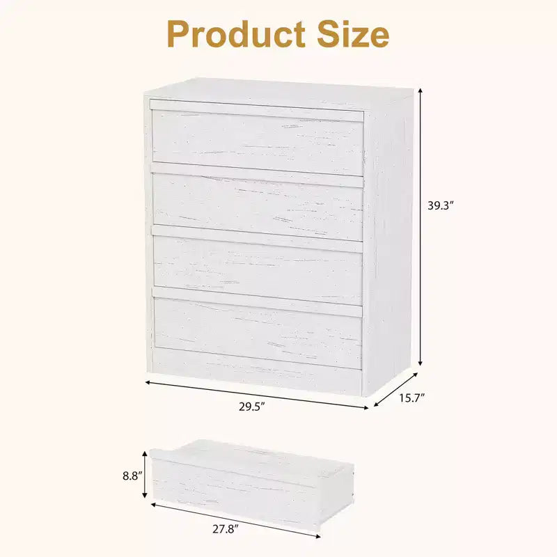 4 Drawer Dresser for Bedroom, Nightstand 4 Chest of Drawers with Large Storage, Small Bedside Table for Living Room, Nursery, Entryway