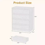 4 Drawer Dresser for Bedroom, Nightstand 4 Chest of Drawers with Large Storage, Small Bedside Table for Living Room, Nursery, Entryway