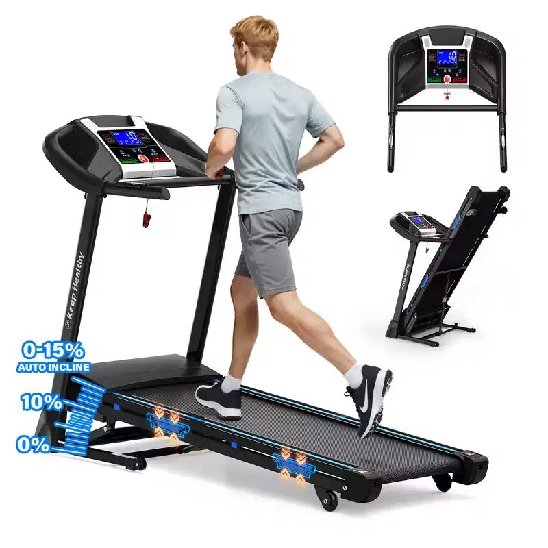 Tapis Roulant Elettrico Pieghevole Whisen, Macchina da Corsa da 3.5HP per Allenamento con Inclinazione Automatica - Nero