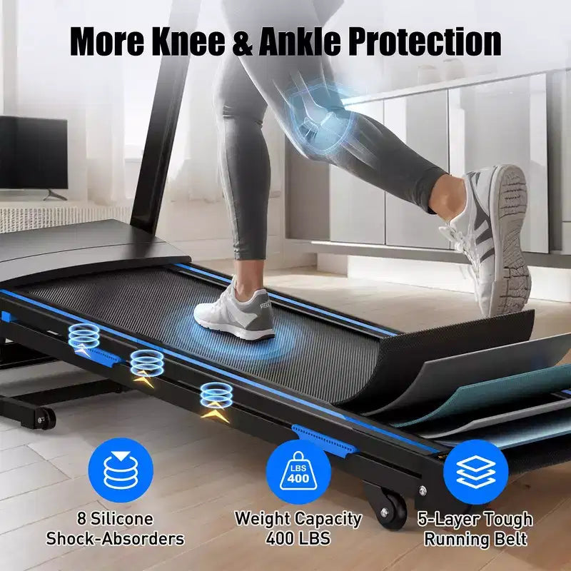 Tapis Roulant Elettrico Pieghevole Whisen, Macchina da Corsa da 3.5HP per Allenamento con Inclinazione Automatica - Nero