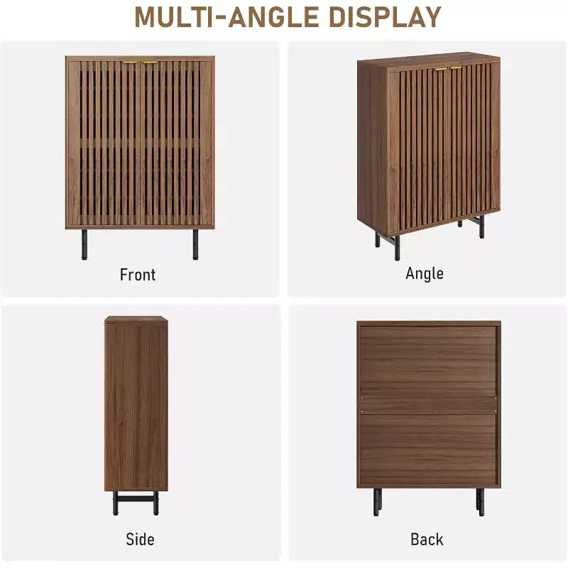 6-Tier Shoe Cabinet with Doors, Wood Shoe Storage Organizer for 24 Pairs, Modern Farmhouse Entryway Hallway Furniture, Hidden Storage Cabine