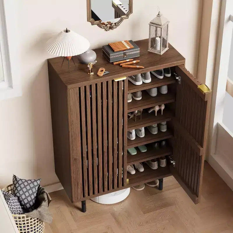 6-Tier Shoe Cabinet with Doors, Wood Shoe Storage Organizer for 24 Pairs, Modern Farmhouse Entryway Hallway Furniture, Hidden Storage Cabine