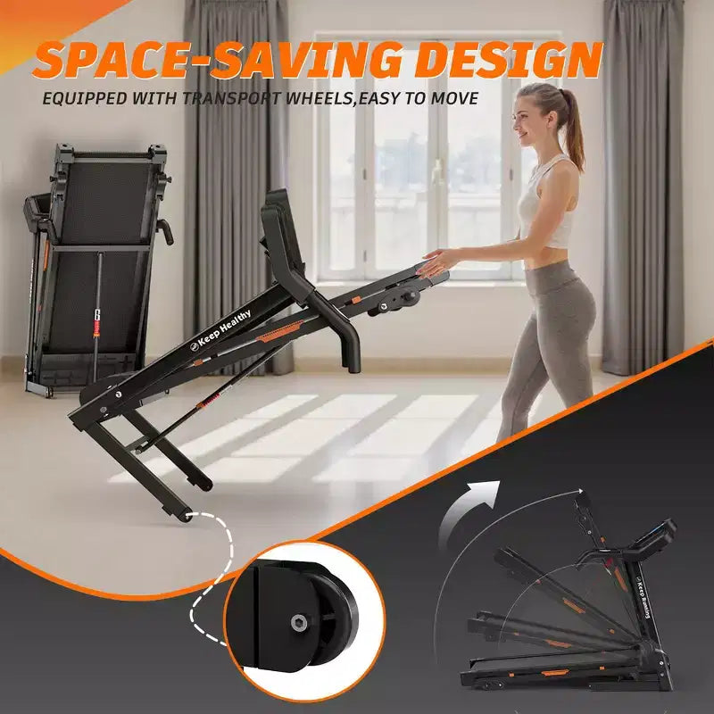 Tapis Roulant Elettrico Pieghevole Whisen, Tapis Roulant da Allenamento da 3,5 CV per la Corsa e la Camminata con 12 Programmi Preimpostati, Inclinazione, Controlli di Velocità sul Corrimano