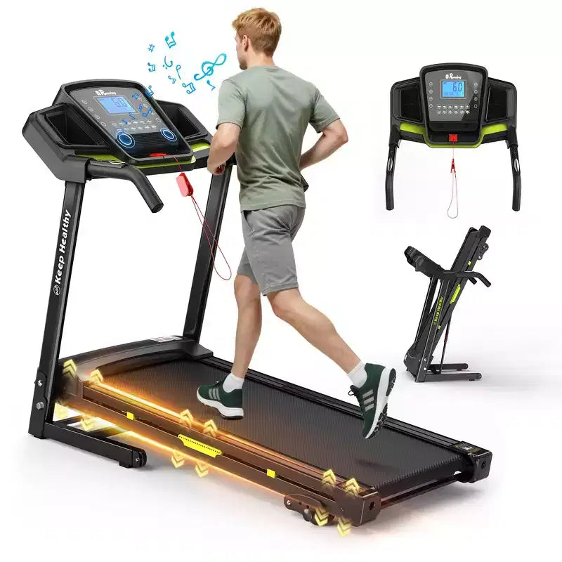 Tapis Roulant Elettrico Pieghevole Whisen, Tapis Roulant da Allenamento da 3,5 CV per la Corsa e la Camminata con 12 Programmi Preimpostati, Inclinazione, Controlli di Velocità sul Corrimano