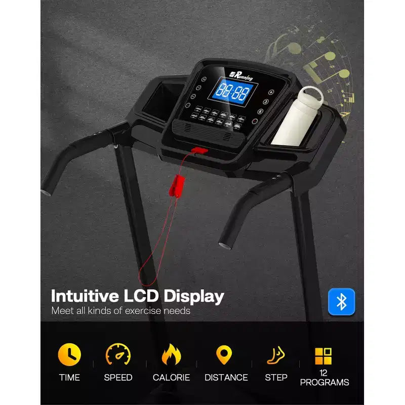 Tapis Roulant Elettrico Pieghevole Whisen, Tapis Roulant da Allenamento da 3,5 CV per la Corsa e la Camminata con 12 Programmi Preimpostati, Inclinazione, Controlli di Velocità sul Corrimano