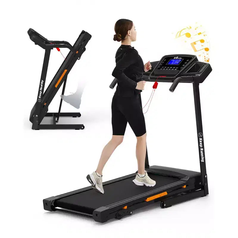 Whisen Electric Foldable Treadmill, 3.5HP Workout Running Machine Walking with 12 Preset Programs, Incline, Handrail Controls Speed