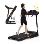 Whisen Electric Foldable Treadmill, 3.5HP Workout Running Machine Walking with 12 Preset Programs, Incline, Handrail Controls Speed