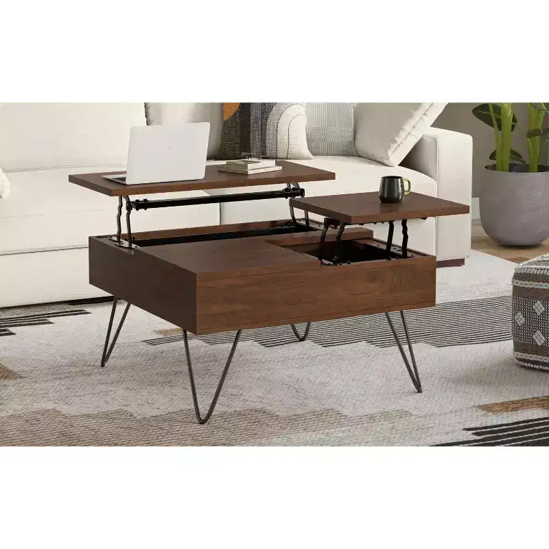 Moreno 32inch Wide Square Industrial Lift Top Coffee Table